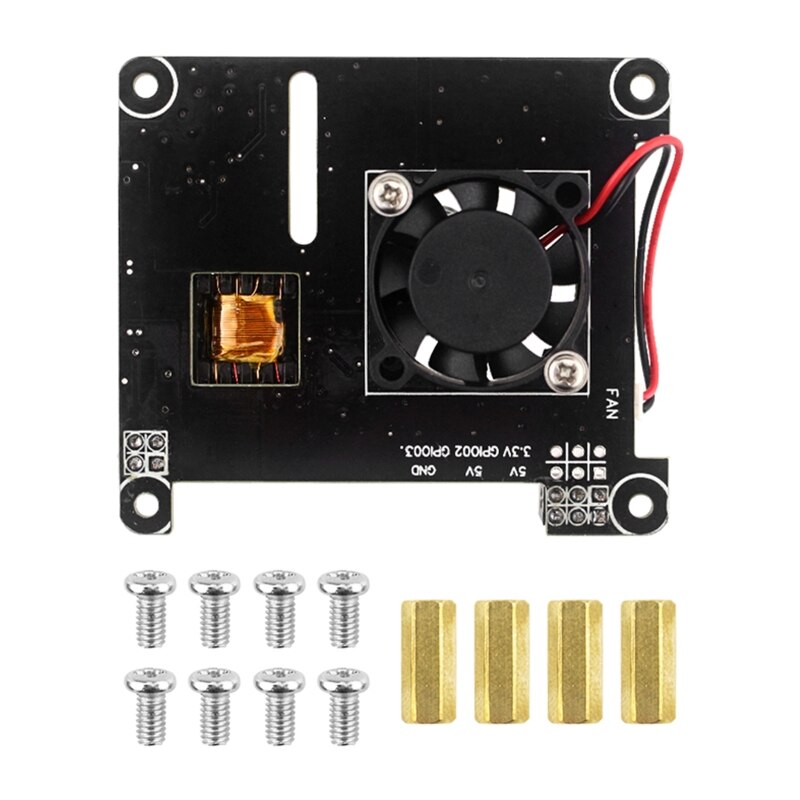 POE HAT para Raspberry Pi Power sobre Gigabit Ethernet Hat pantalla OLED para Raspberry Pi 3b +/4b, compatible con 802.3af