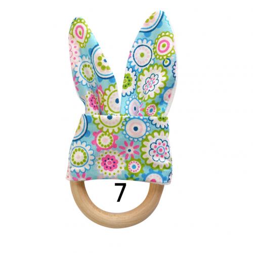 1Pcs Baby Bijtring Houten Ring Baby Bunny Oor Bijtring Kinderziektes Speelgoed Veilig Rustgevende Chew Douche Dental Oefening Speelgoed: 7