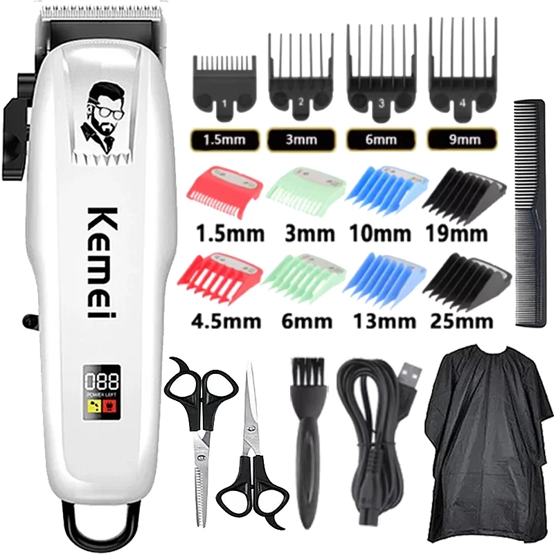 Cortadora de pelo Kemei o cuchilla KM-PG809A cortadora de pelo inalámbrica para hombres máquina cortadora corte de pelo recargable: Naranja