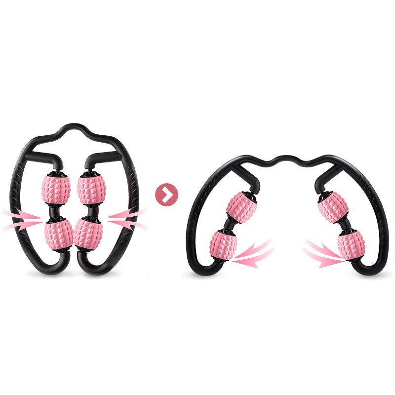 Massagerulle u form triggerpunkt för arm ben nacke muskelvävnad midja fett för fitness gym yoga pilates sport 4 hjul