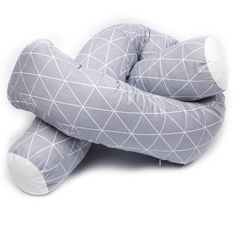 Valla para cuna de 2m, parachoques para cama de bebé, almohada para cuna de recién nacido, decoración para chico, almohadas trenzadas, Protector para cuna: 2m-Gray