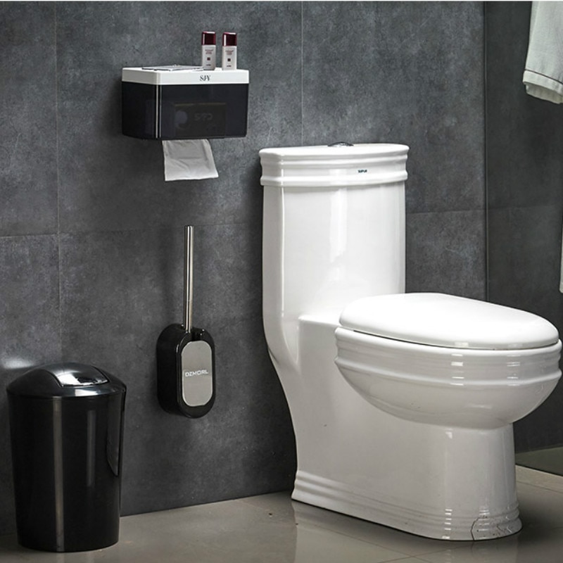 Hængende moderne toiletbørste vægmonteret silikone ecoco guld toiletbørste renere hygiejnisk toilet tilbehør badeværelsessæt  de50mt