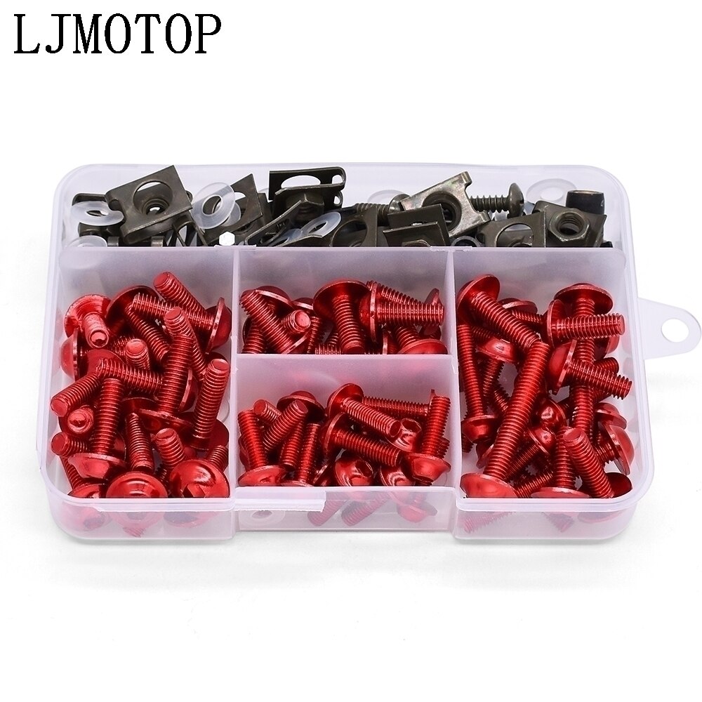 Aluminum Motorcycle Fairing Screws Nuts Kit Moto Body Work Bolts Screw For Yamaha YZF R120 R1 R3 R25 R6 600R FZR 600 MT07 MT09: Red