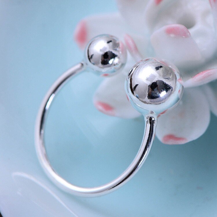 Boho Trendy Zilveren Kleur Bal Kralen Ringen Voor Vrouwen Mannen Verklaring Vinger Ringen Engagement Sieraden
