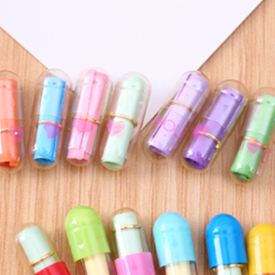 50 pcs/lot Love Blank Message Capsule Envelope Letter Paper for Children Pill Capsule Message Letter Kawaii Emoticon Smile Pill