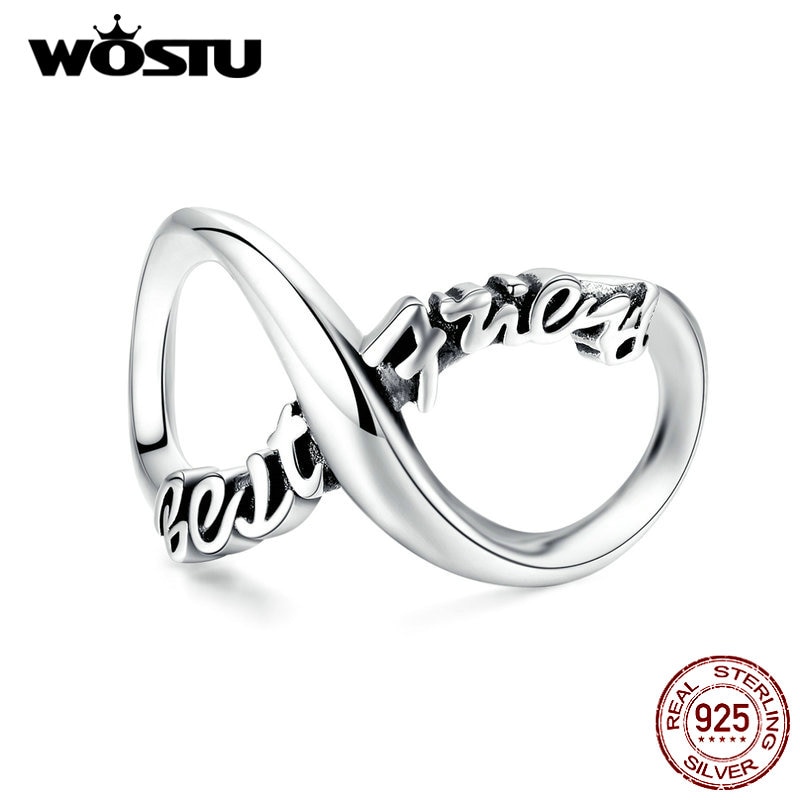 Wostu Infinity Liefde Kralen 925 Sterling Zilver Beste Vriend Charms Fit Originele Armband Hanger Vriendschap Sieraden CQC1344