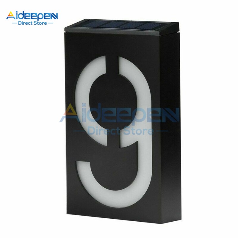 LED Digital Solar Power Light Sign House Number Doorplate Door Number Address Digits Wall Mount Number With Battery For Home: 9