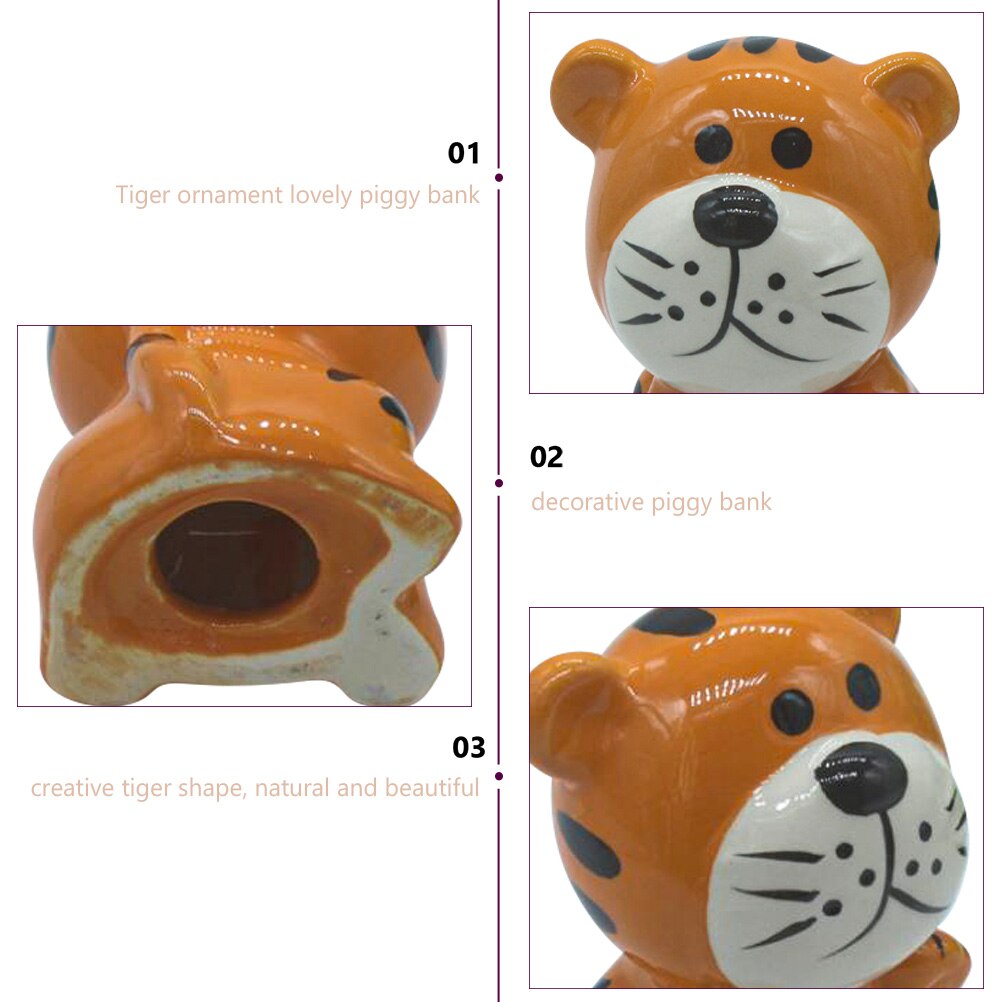 Tirelire en céramique en forme de tigre pour hommes et enfants, Pot d&#39;épargne pour pièces de monnaie