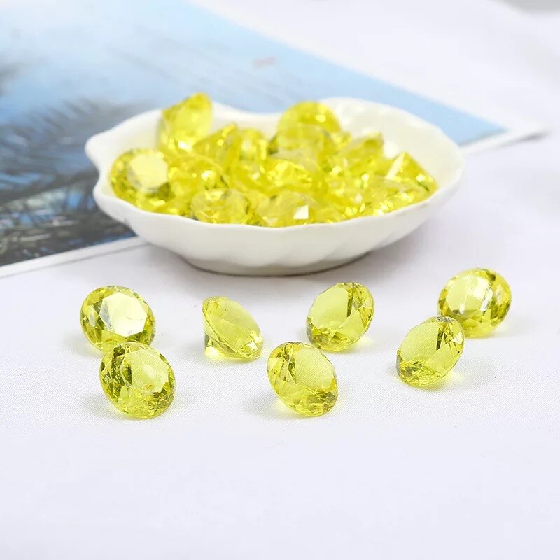 Bijoux en Faux diamant 20MM, coffre au trésor, Pirate, cristal acrylique, remplissage, jouets, accessoires, confettis, décorations de mariage: YELLOW
