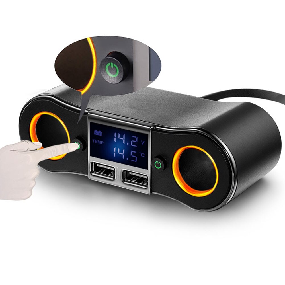12V DC USB Double Plug Car 2 Way Adapter Cigarette Lighter Splitter Charger Socket