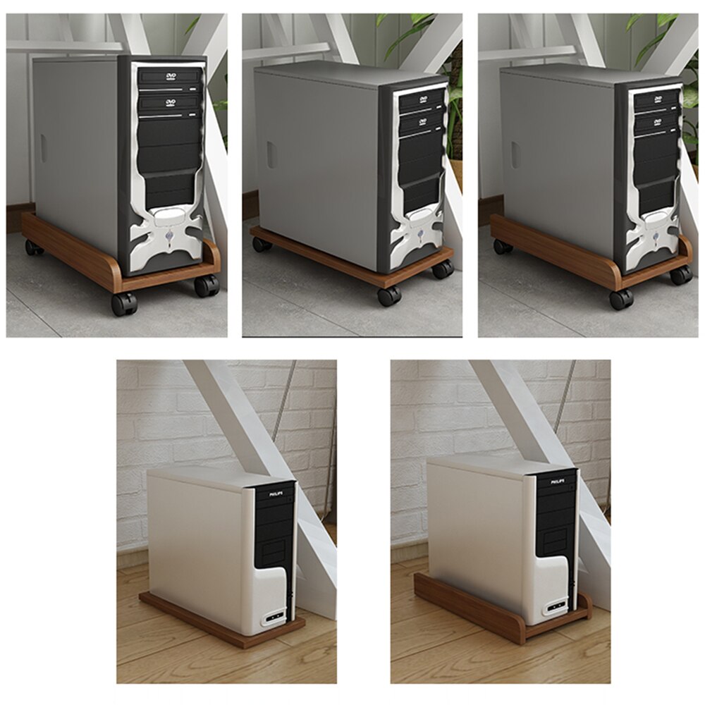 Kantoor Huis Gebruik Universele Hout Stand Computer Belangrijkste Processor Case Lade Met Wielen Rem Beweegbare Ondersteuning Voor Pc Gastheer Blauw roze