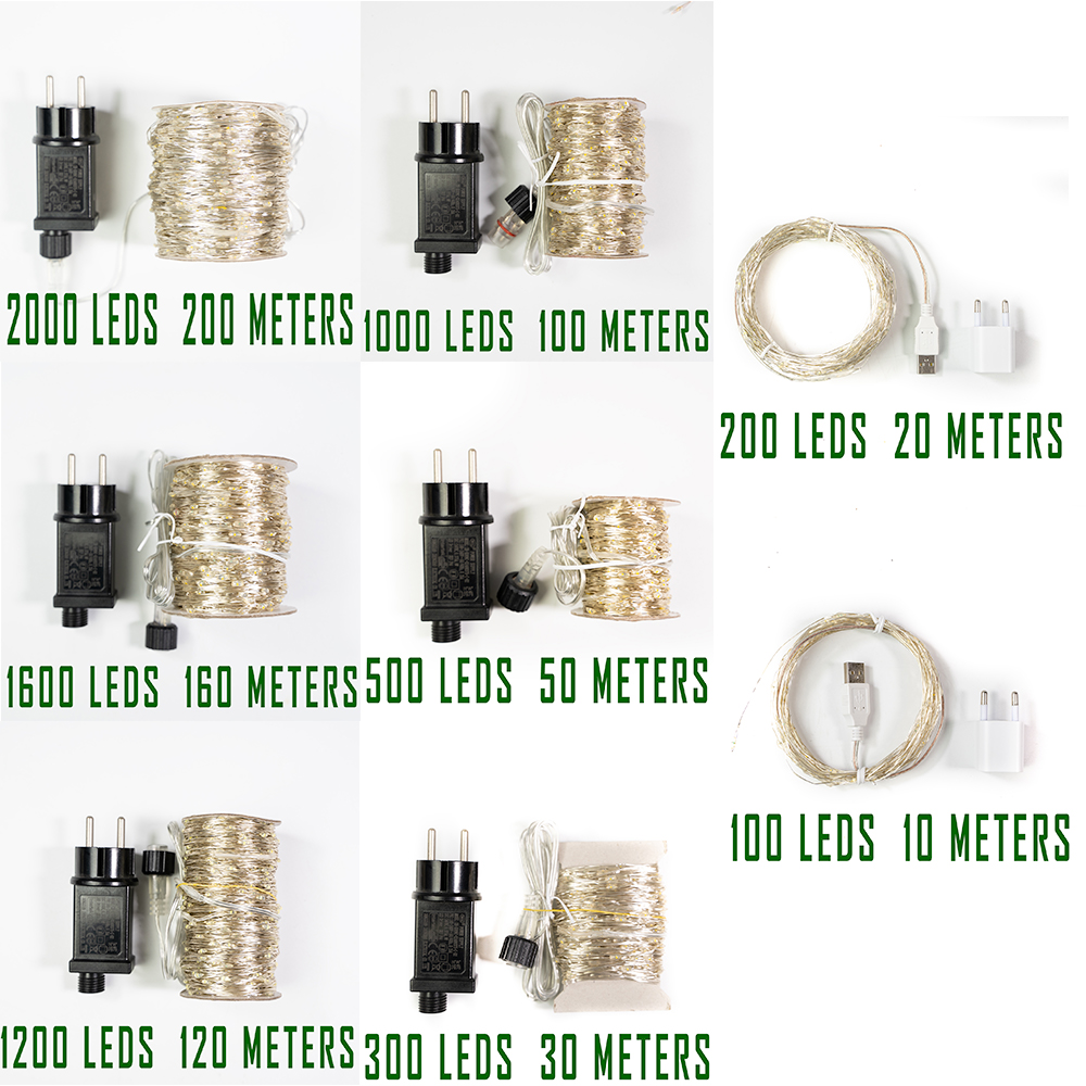 10m-200m led luzes da corda guirlanda rua fadas lâmpadas de natal ao ar livre à prova dwaterproof água para jardim pátio casa árvore decoração do casamento