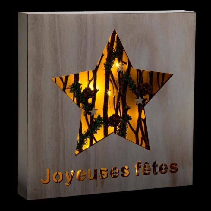 Feeric Lights & Kerst Dã©Coration Een Poser Intã©Rieur Cadre Bois - Lumineux - H29cm 860346