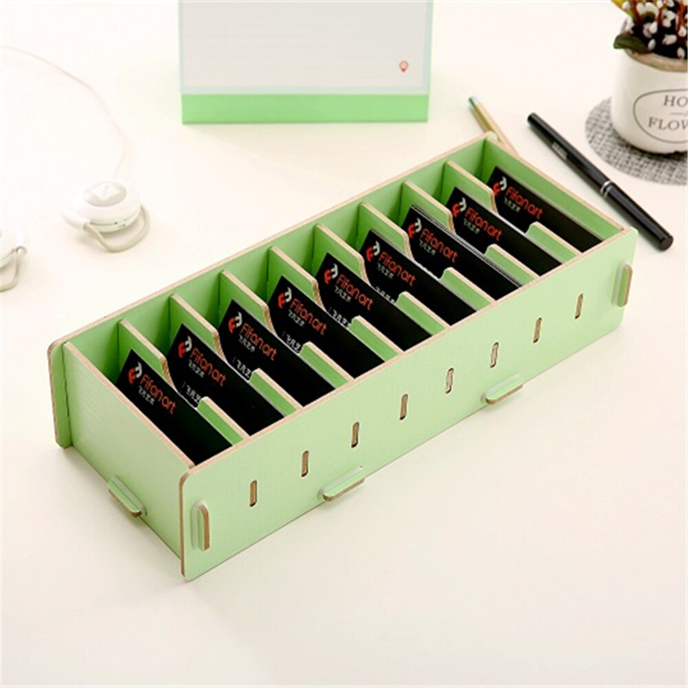 DIY Bamboo Wooden Bussiness Card holder Stationery Memo Note Holder Storage box