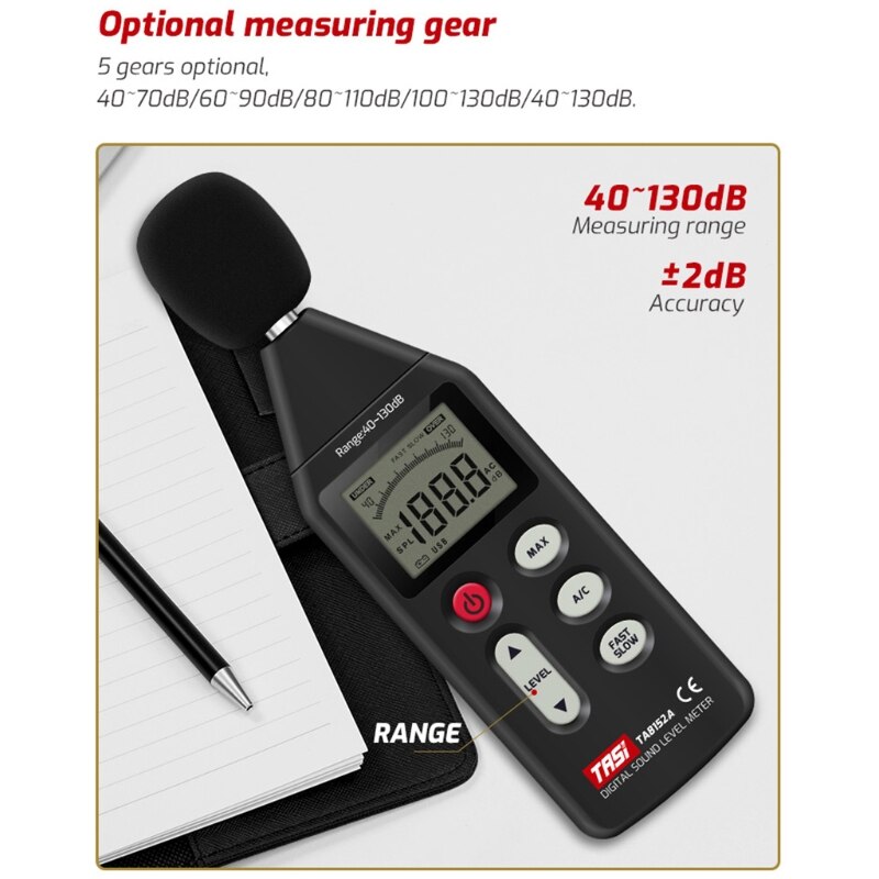TA8152A Handheld Noise Meetinstrument Db Meter 40 ~ 130dB Mini Audio Sound Level Meter Decibel Monitor
