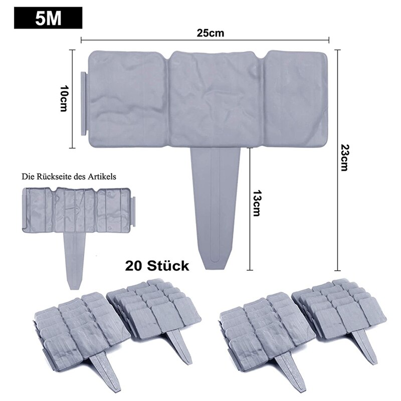 Lawn Edging In Stone Look, Flower Bed Border, Mowing Edge, Edge Stones, Plastic, Flower Bed Edging, Garden Fence