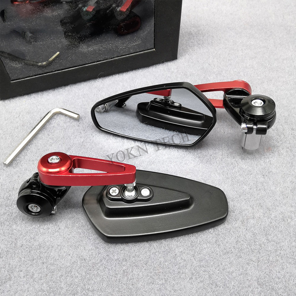 Espejo retrovisor para motocicleta YAMAHA, espejo con extremo de barra de 7/8 ", 22mm, xsr 300, mt-09, rastreador deportivo, fz400, bws, 125, t-max, 500, yzf-r3: Red(white glass)