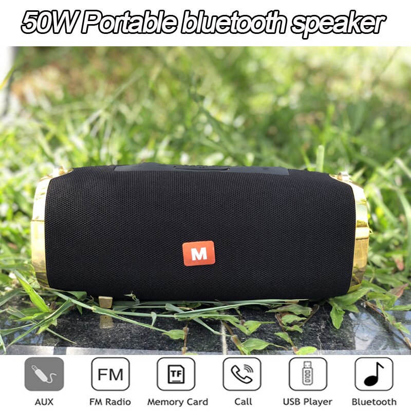 50W altoparlante senza fili del bluetooth esterno subwoofer portatile 3D stereo speaker 4000mAh music center, batteria 48 ore FM/AUX/TF