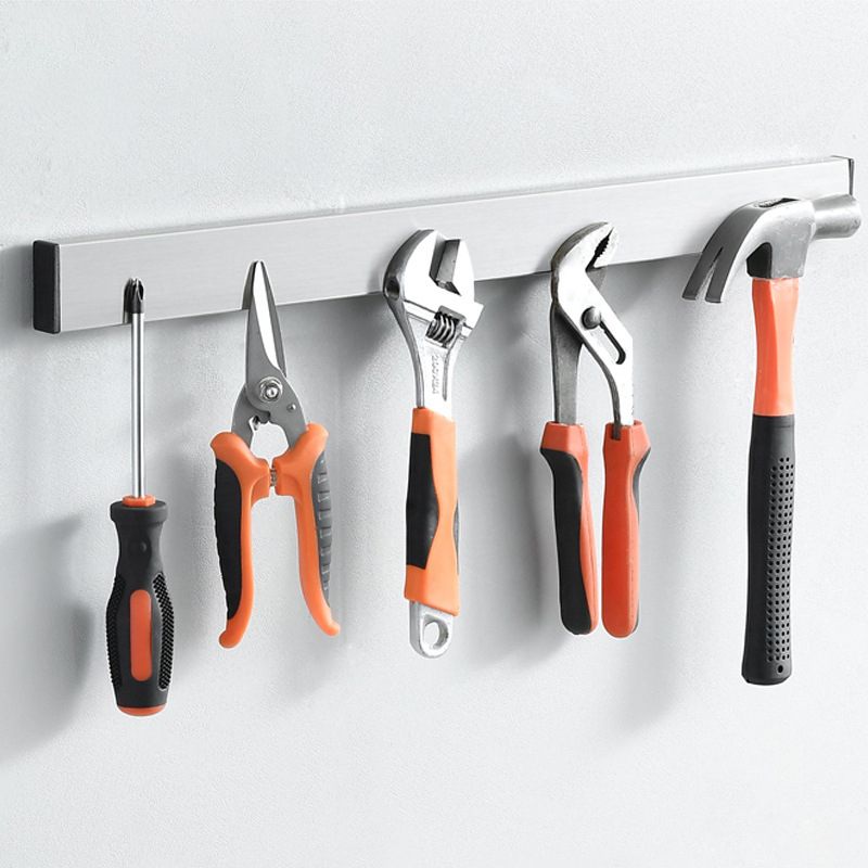 Soporte de montaje en imán de pared de 30/40/50cm utensilio de acero inoxidable 304, estante de orgnización magnética, herramienta para cuchillos, negro y plateado: 40cm Sliver