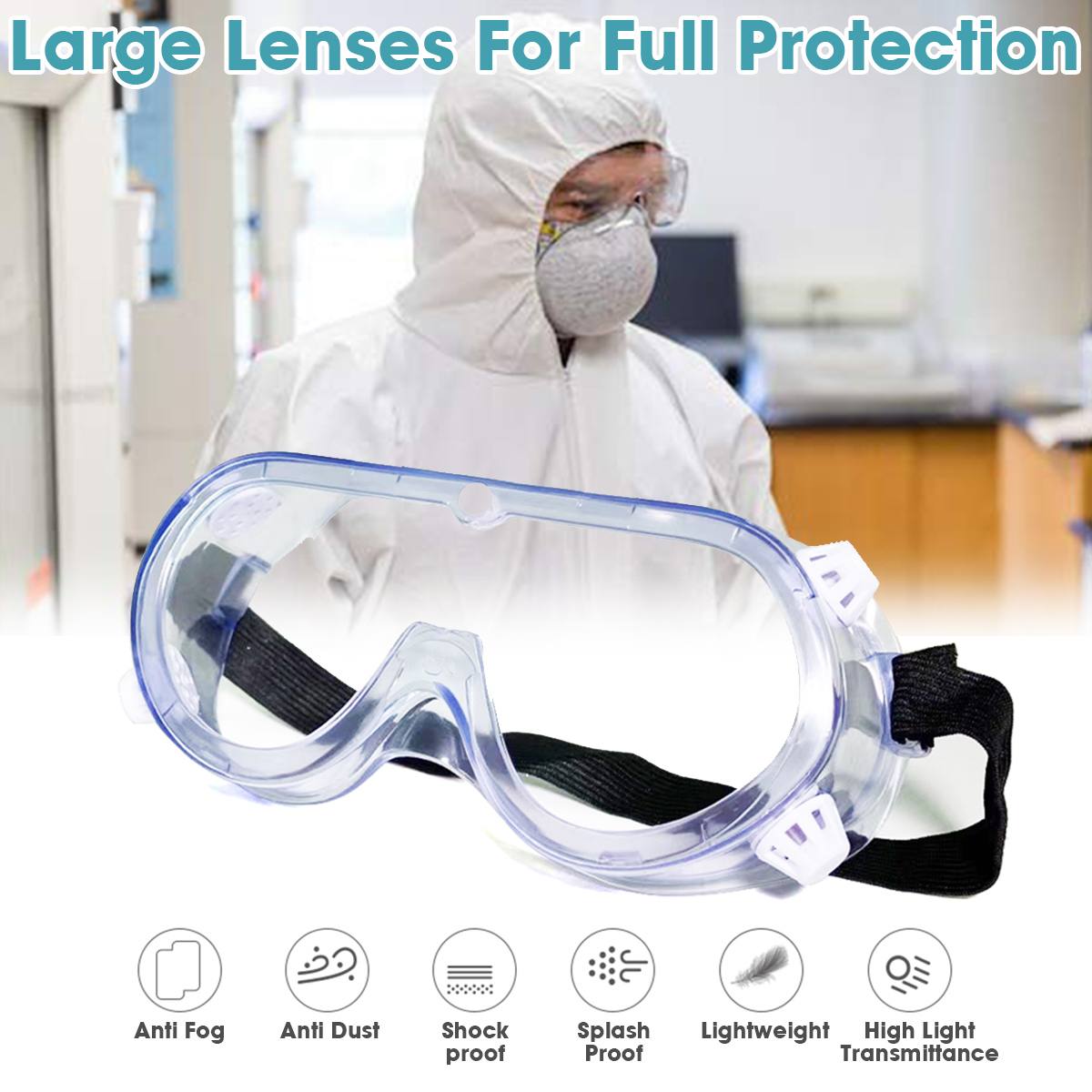 Werkplek Gezicht Maskers Veiligheidsbril Ogen Bescherming Clear Bril Wind En Stof Anti-Virus Anti-Fog Beschermende Bril
