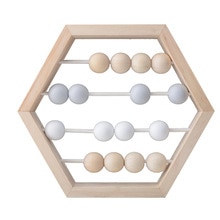 Craft Baby Early Learning Educational Toys Scandinavian Style Baby Room Decor Nordic Style Natural Wooden Abacus With beads: white