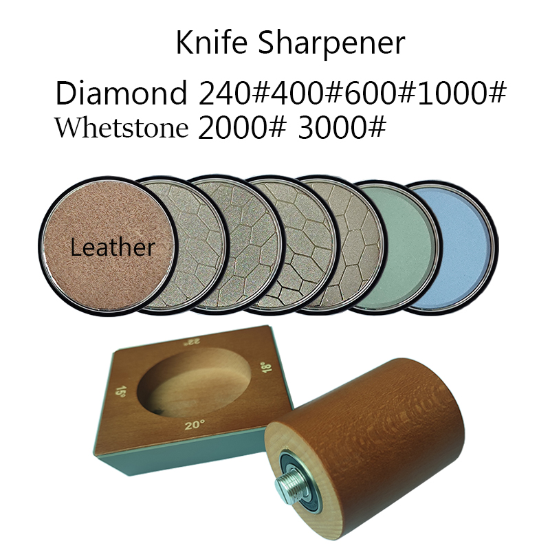 Rollende messenslijperset voor het slijpen van rolmessens met rechte rand met industriële diamanten koksmessenset: Beige