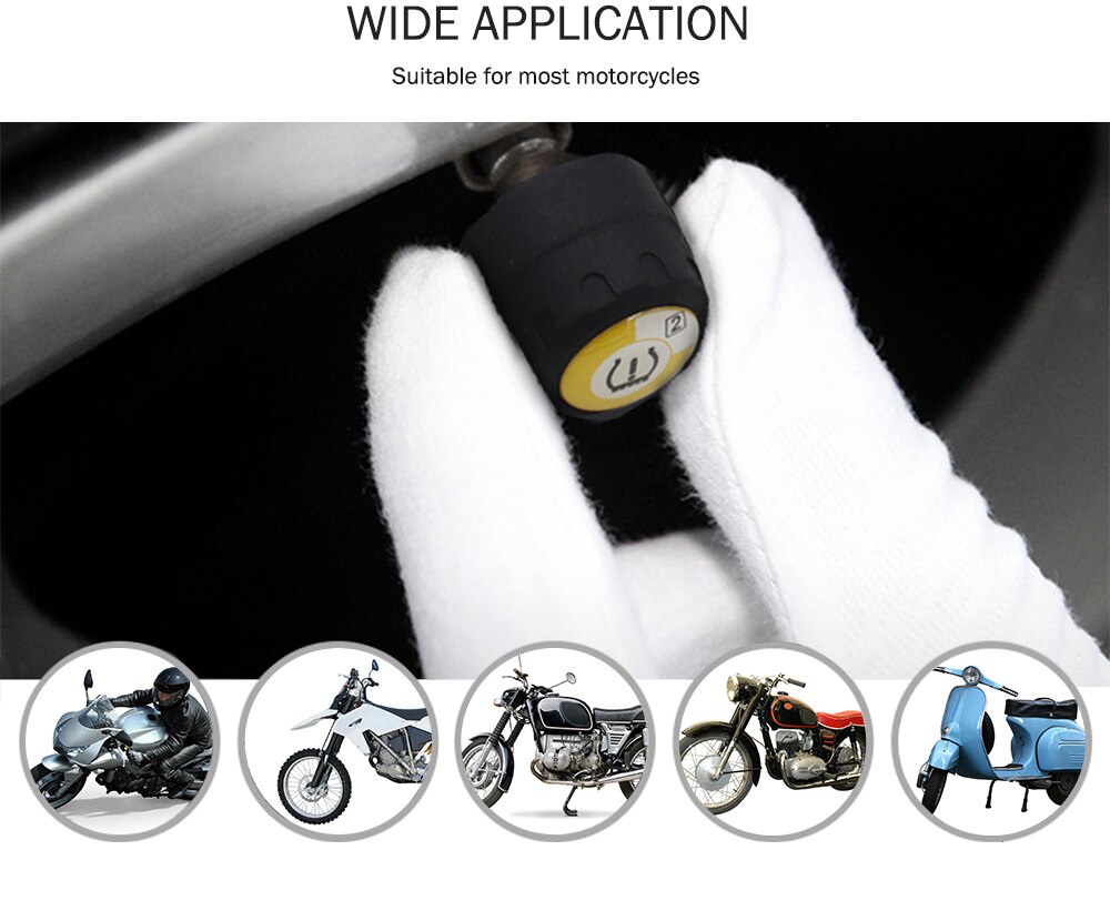 2PCS V100B TPMS External Sensors Motorcycle APP Mode Bluetooth Tire Pressure Monitoring System Battery Life 3 - 5 Years