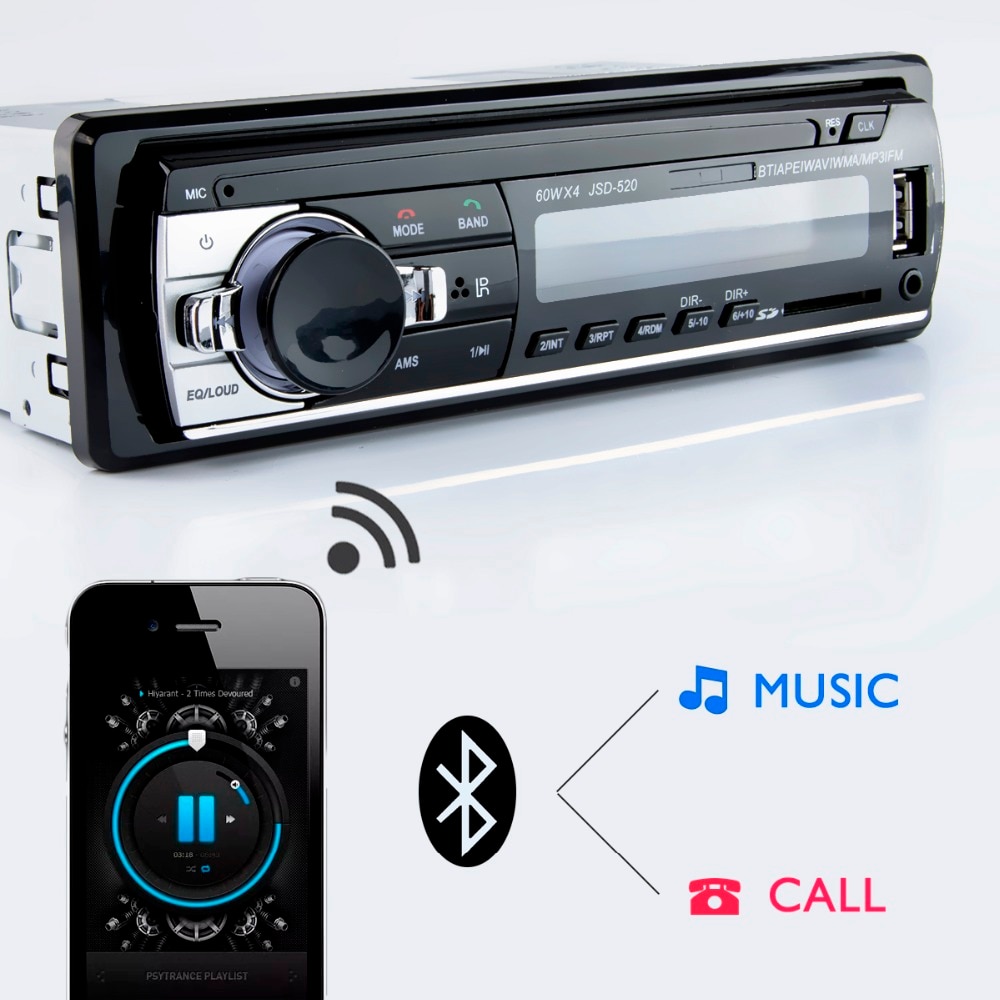 Hippcron Car Radio Stereo MP3 Player Digital Bluetooth 60Wx4 FM Audio Music USB / SD with In Dash AUX Input