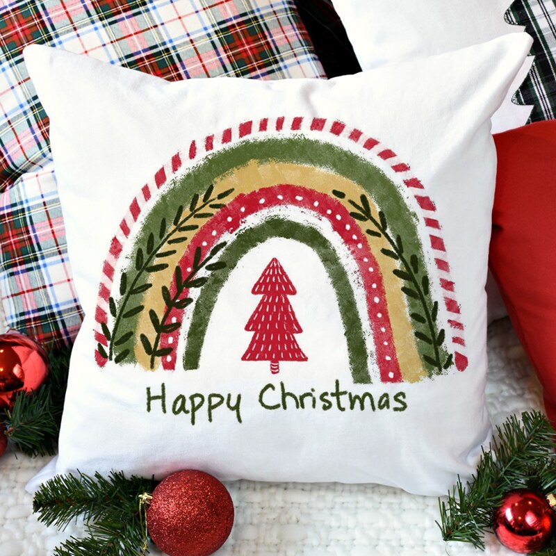 Merry Christmas Cushion Cover 45*45 Christmas Tree Pillowcase Sofa Cushions Pillow Cases Pillow Covers