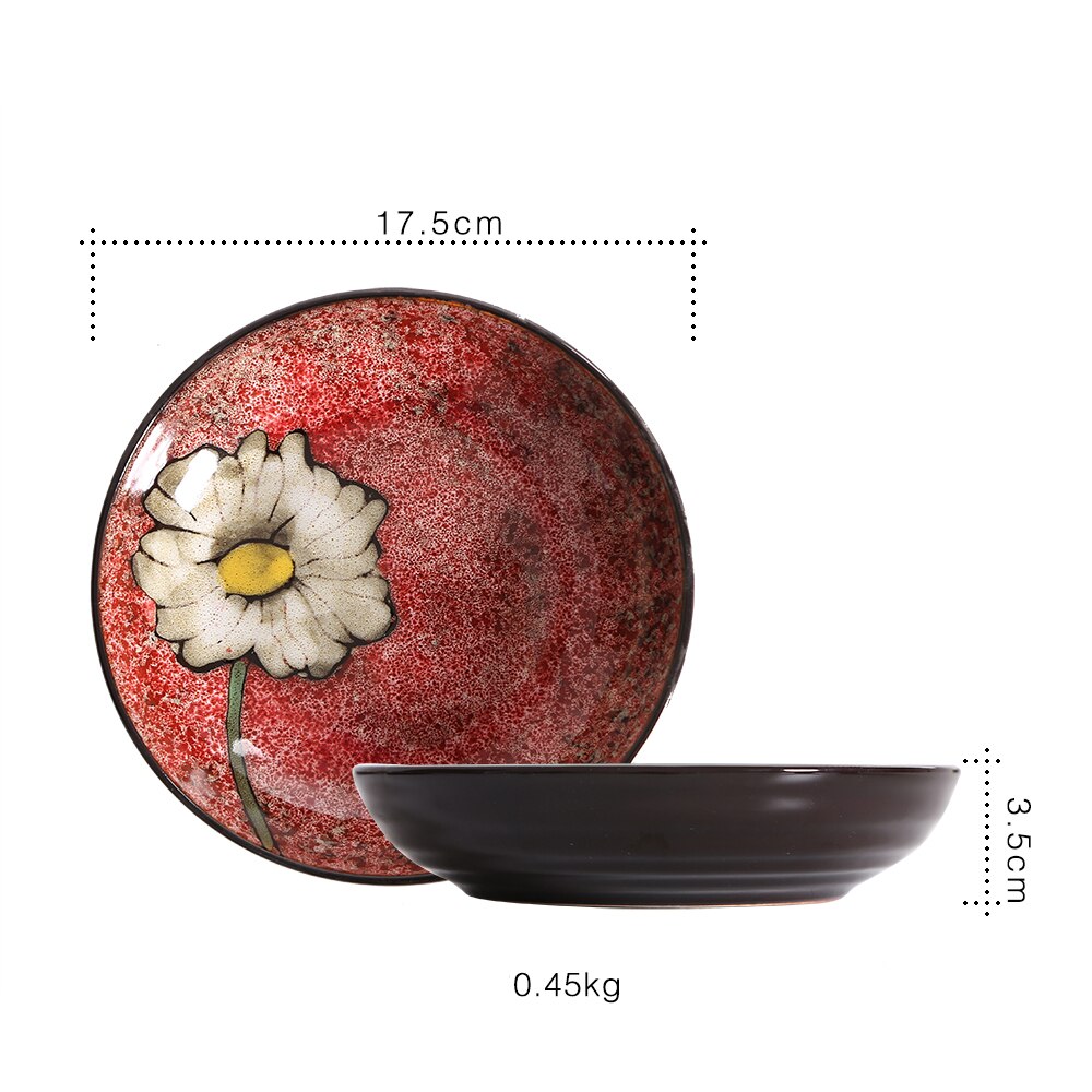 Chinees retro keramisch serviesgoed soeppan lepel borden servies huishoudelijke keukenbenodigdheden handgeschilderd bloemenpatroon: D