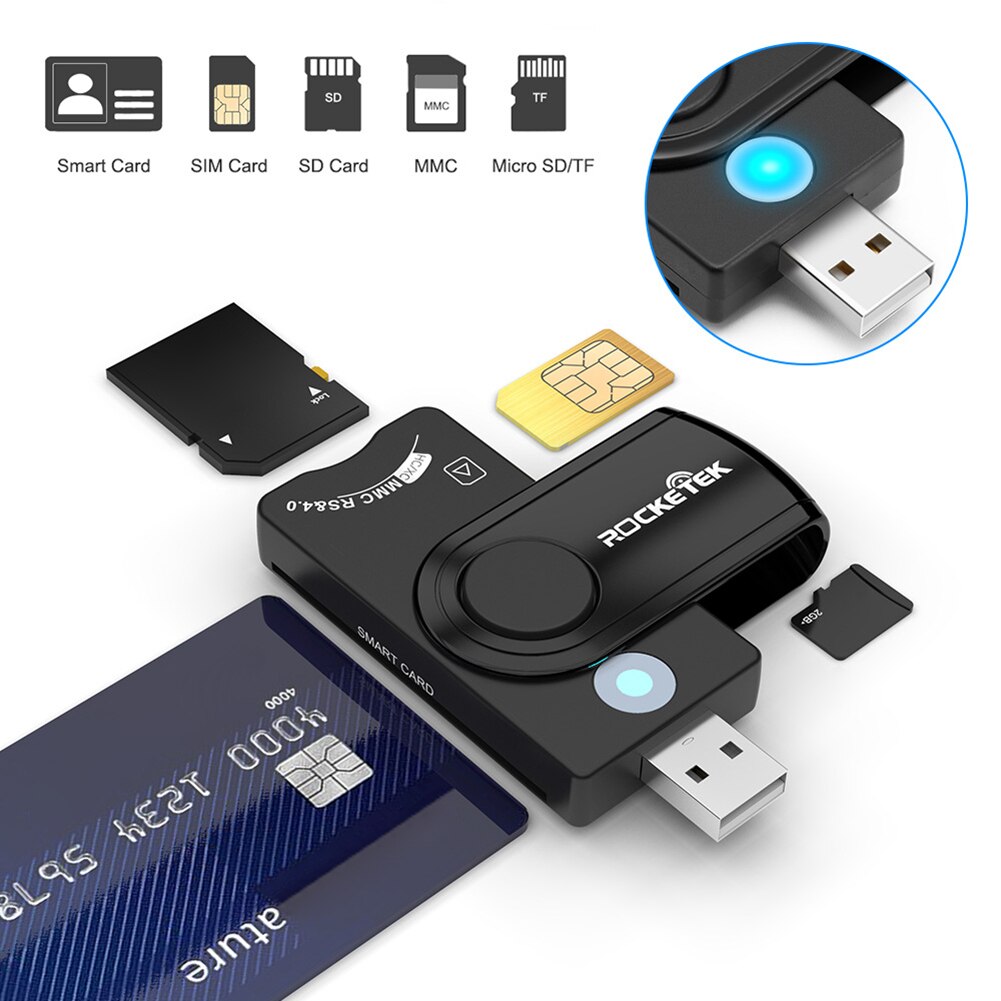 Usb 2.0 Belasting Aangifte Ic Smart Card Reader Sd/Tf/Sim-kaart Multifunctionele Externe Kaartlezer connector Adapter