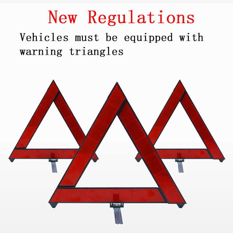 Car Triangle Red Reflective Safety Hazard Emergency Breakdown Warning Car Tripod Folded Stop Sign Reflector Cinta Reflectante