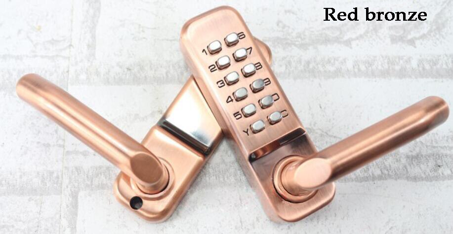 Handle Lock Combination Door Lock Code lock Mechanical Waterproof Lock Golden Lock: Red bronze Single