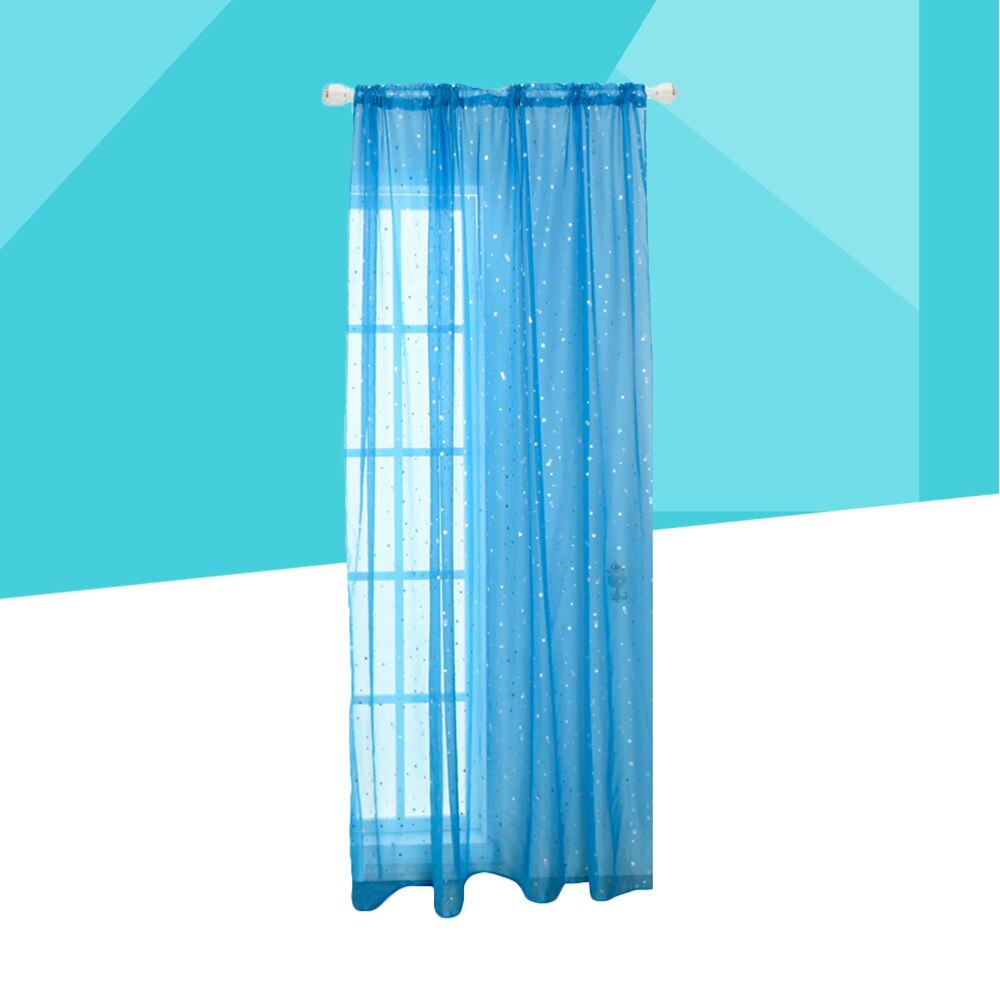 Home Sheer Vorhänge Ösen Romantische Silber Sterne Folie Fenster Behandlung für Mädchen Schlafzimmer Glitter Stars Dünne und: Blue