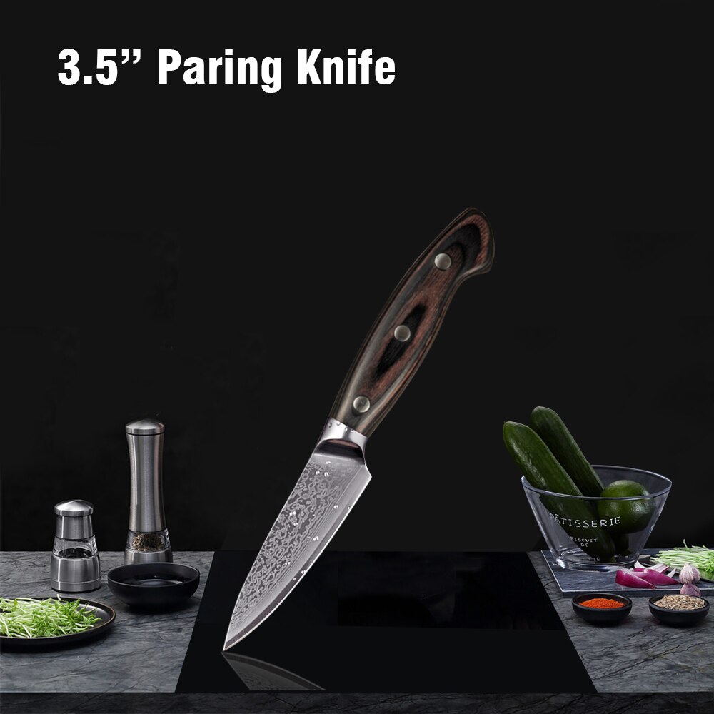 Shuooge køkkenkniv 8 tommer kokkeknive japansk højkulstof rustfrit stål kødkløver skiver santoku kniv: 3.5 tommer paringkniv