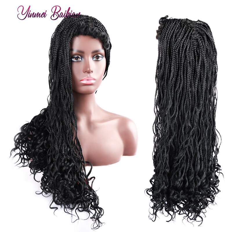 26inch Box Braid Wig With Curly End synthetic Braids Wigs For Women African Curl Jumbo Braided Hair Long Box Braiding Hair Wigs