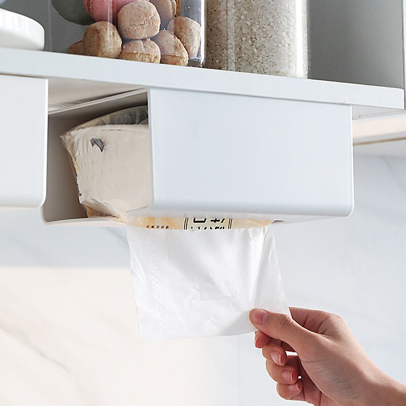 Suporte de papel higiênico dispensador caixa de tecido rack de armazenamento simples para banheiro cozinha casa de parede-montagem portátil higiênico
