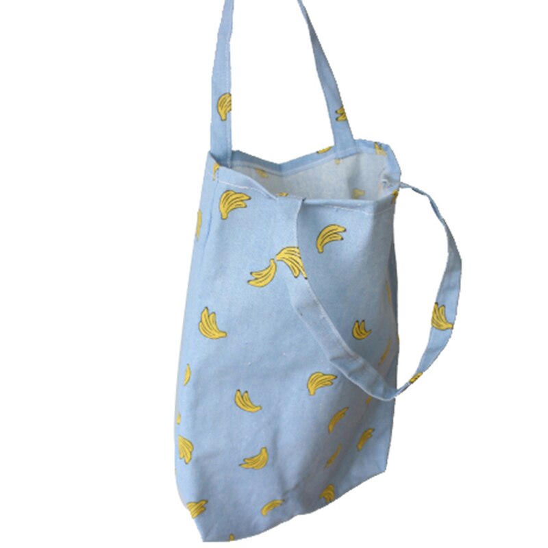 1Pc Banana Patroon Katoen Linnen Schoudertas Winkelen Strand Reizen Tote Handtas