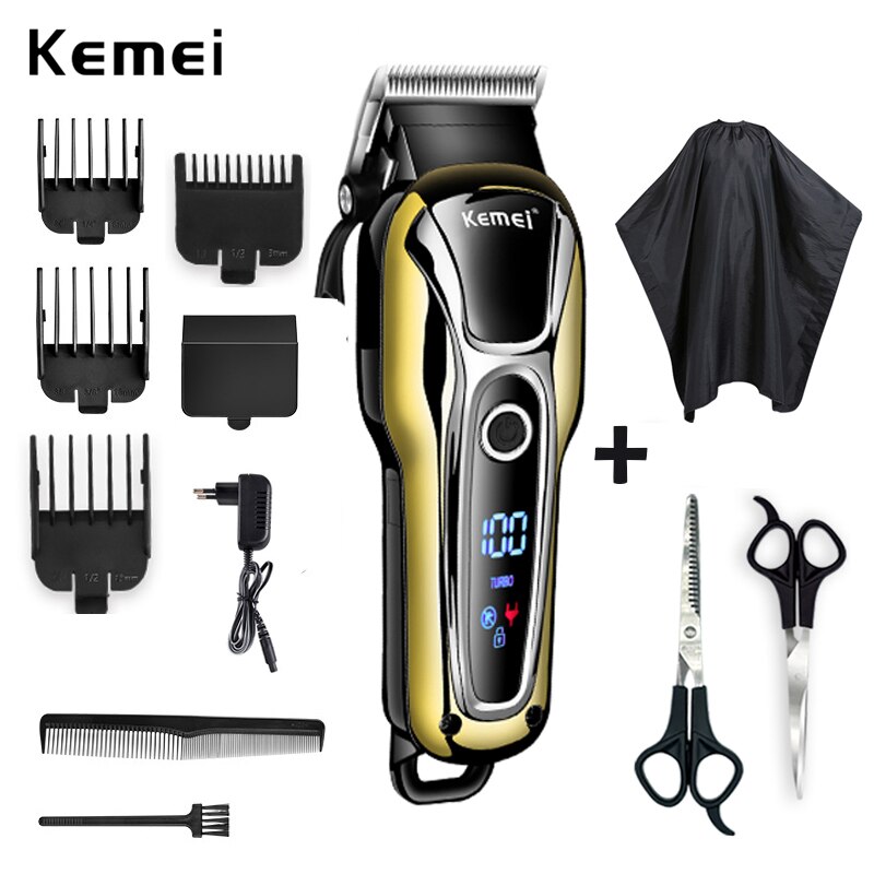 Kemei Tondeuse Elektrische Tondeuse Professionele Mannen Tondeuse Draadloze Cutter Led Display Draadloze Haar Snijder 4: KM1990cloth scissors