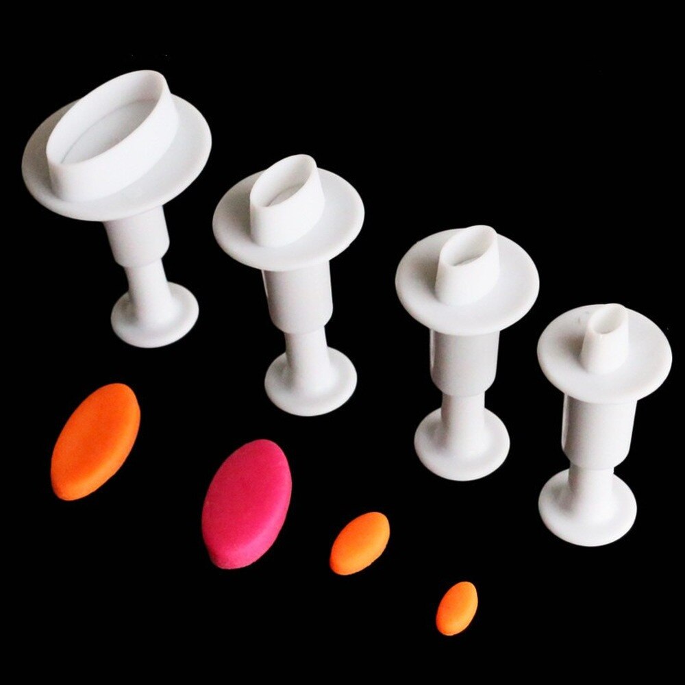 4 stk/sæt blomme marguerit småkage stempeludskærer fondant gum paste cupcake toppers form oval kiks kage dekoration presse wienerbrød værktøjer