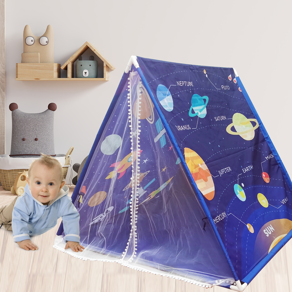 Draagbare Kinderen Space Universe Teepee Tenten Kids Speelhuis Wigwam Netto Garen Kwastje Gordijn Anti-Muggen Huis Spel tent