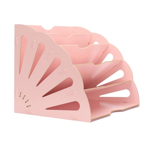 5 Sections Assembly File Sorter Buckle Office Wood File Organizer Document Desktop Folder Fan-Shaped Mail Letter Desk Fil: Default Title