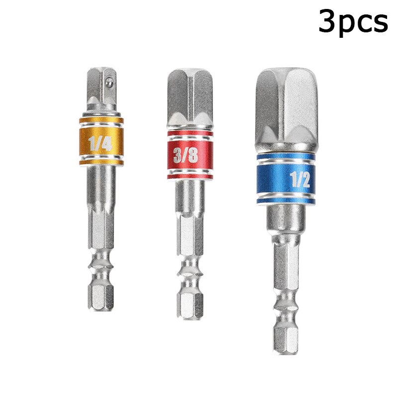 1/4 " 3/8 " 1/2 " omformer socket adapter sekskantet skaft slagadapter driver sæt forlængerstang bore topnøgle værktøj tilbehør: Type -3 stk