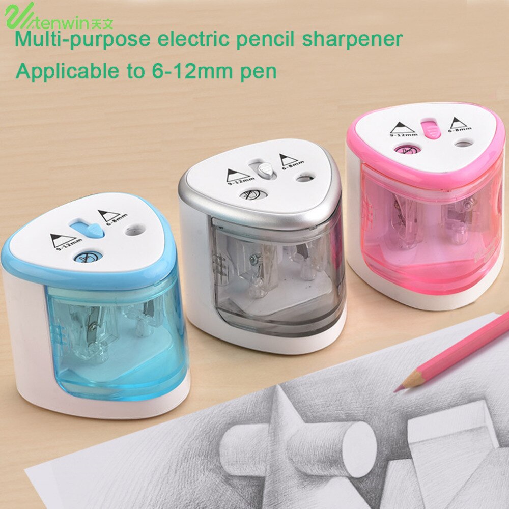 Tenwin 3 farve 2 dobbelt huller sacapuntas automatisk elektrisk blyantspidser hjemmeskole kontor desktop studerende leverer