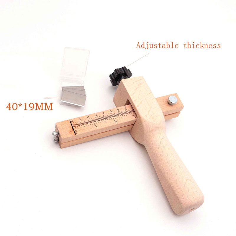 Adjustable Leather Craft Cutter For Strap Belt DIY Leathers Cutting Tools Wooden Strip Strap Cutter With 5 Blades