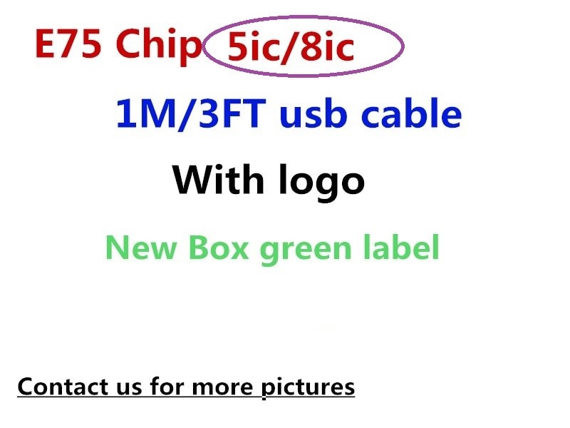 10 E75 pçs/lote 1m 3ft Alta qualidade chip 5ic/8ic Foxconn USB Sincronização De Dados Carregador Cabo de telefone Com pacote de varejo