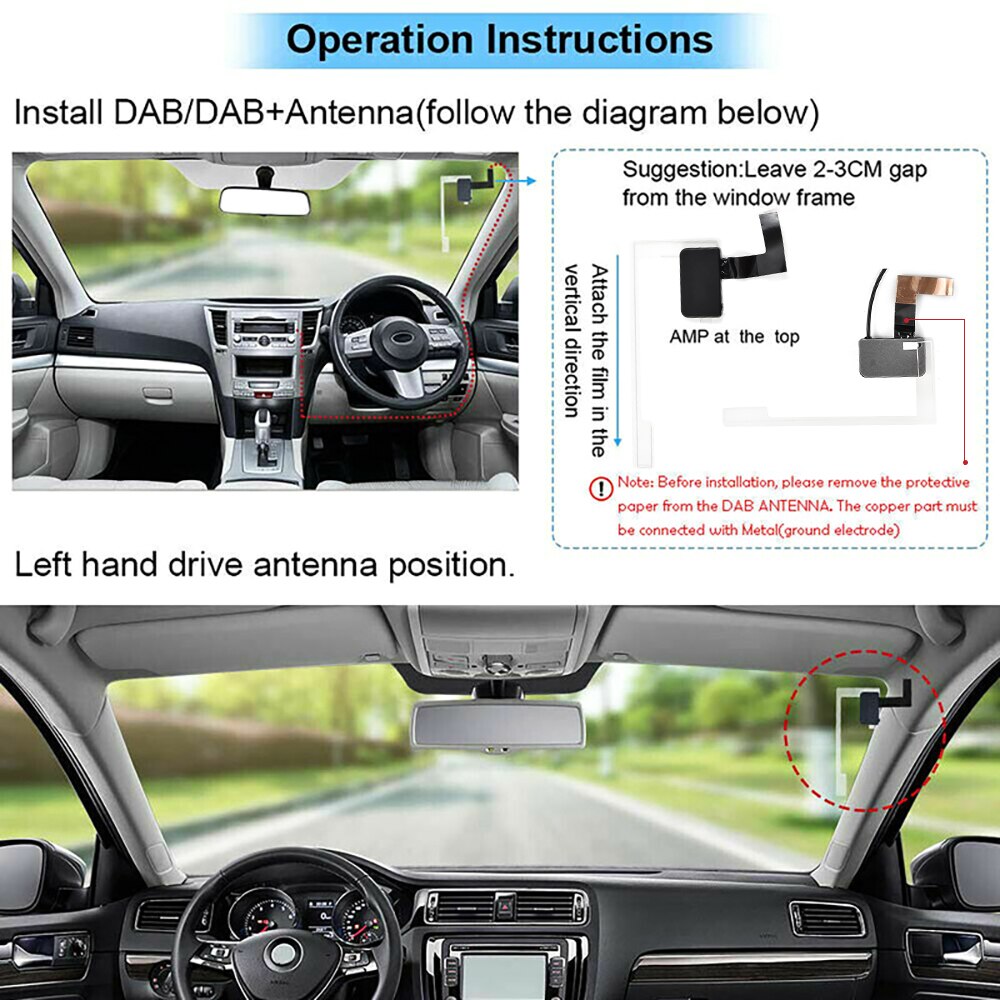 Podofo dab + antenne med usb adapter android bilradio gps stereo mottaker spiller for universal