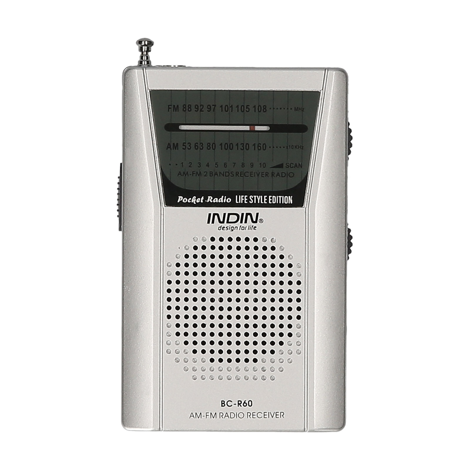 INDIN BC-R60 AM FM Portable Pocket Radio Telescopic Antenna Mini Radio Music Player Built-in Speaker for House & Outdoor