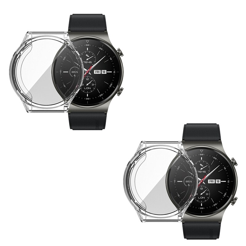 TPU Soft Full Screen Protector Case For Huawei Watch GT 2 Pro Shell Edge Frame GT2 pro Protective Bumper Cover: Transparent 2pcs