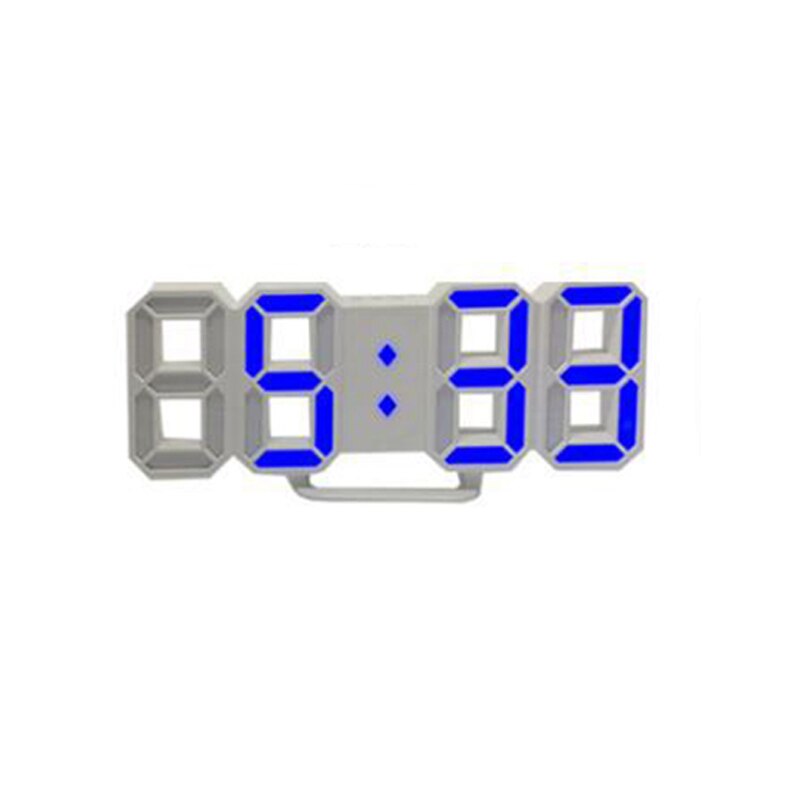 3d usb ledet digital ur udsætte soveværelse skrivebord alarm ure lysstyrke lysdæmper hængende vægur hjem: Blå